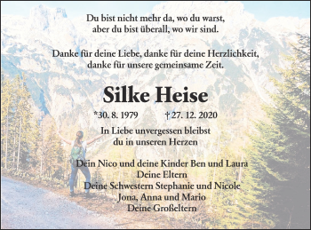 Traueranzeige von Silke Heise von lausitzer_rundschau