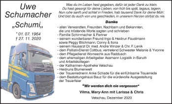 Traueranzeige von Uwe Schumacher von lausitzer_rundschau