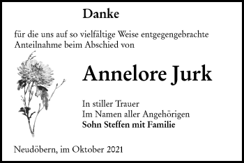 Traueranzeige von Annelore Jurk von lausitzer_rundschau