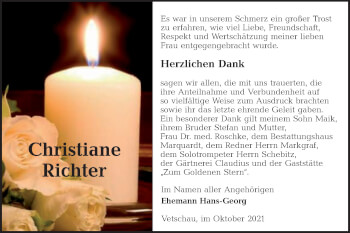 Traueranzeige von Christiane Richter von lausitzer_rundschau