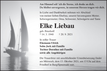 Traueranzeige von Elke Liebau von lausitzer_rundschau