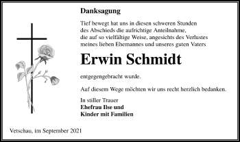 Traueranzeige von Erwin Schmidt von lausitzer_rundschau