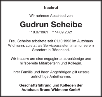 Traueranzeige von Gudrun Scheibe von lausitzer_rundschau