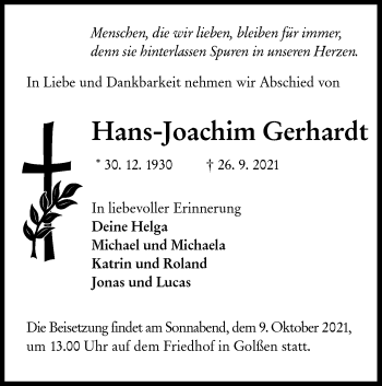 Traueranzeige von Hans-Joachim Gerhardt von lausitzer_rundschau