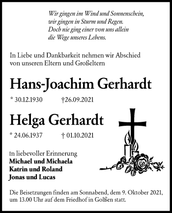 Traueranzeige von Hans-Joachim Gerhardt von lausitzer_rundschau