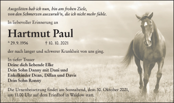 Traueranzeige von Hartmut Paul von lausitzer_rundschau