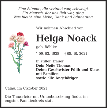 Traueranzeige von Helga Noack von lausitzer_rundschau