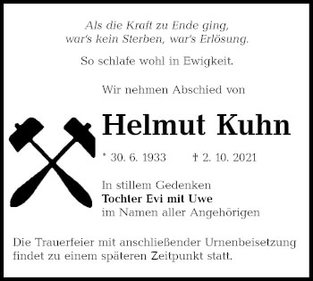 Traueranzeige von Helmut Kuhn von lausitzer_rundschau