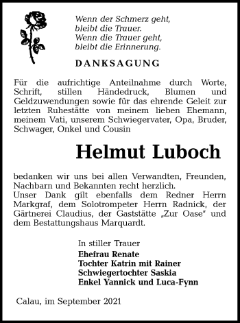 Traueranzeige von Helmut Luboch von lausitzer_rundschau