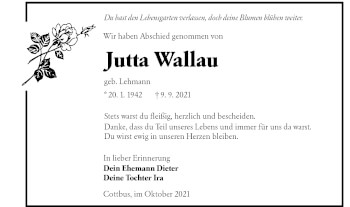 Traueranzeige von Jutta Wallau von lausitzer_rundschau