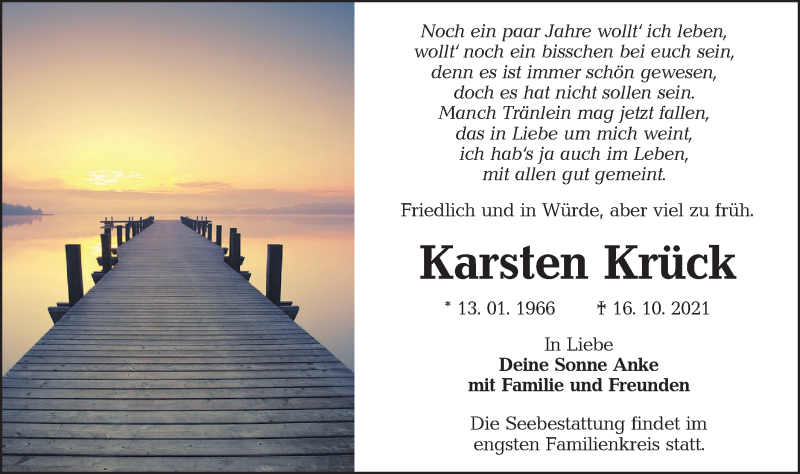  Traueranzeige für Karsten Krück vom 23.10.2021 aus lausitzer_rundschau