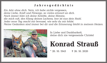 Traueranzeige von Konrad Strauß von lausitzer_rundschau