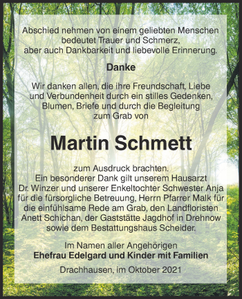 Traueranzeige von Martin Schmett von lausitzer_rundschau