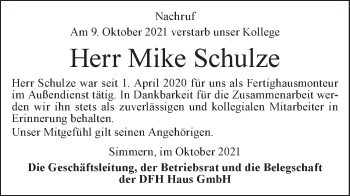 Traueranzeige von Mike Schulze von lausitzer_rundschau