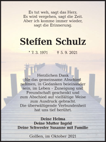Traueranzeige von Steffen Schulz von lausitzer_rundschau