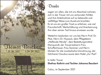 Traueranzeige von Thomas Beuckert von lausitzer_rundschau
