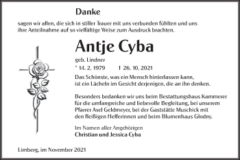 Traueranzeige von Antje Cyba von lausitzer_rundschau
