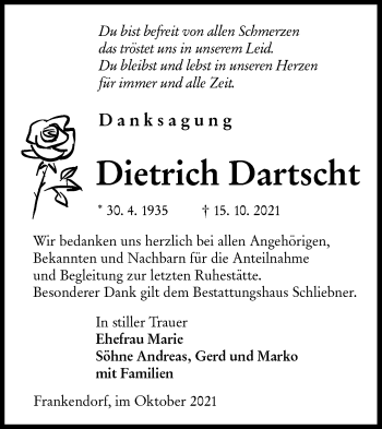 Traueranzeige von Dietrich Dartscht von lausitzer_rundschau