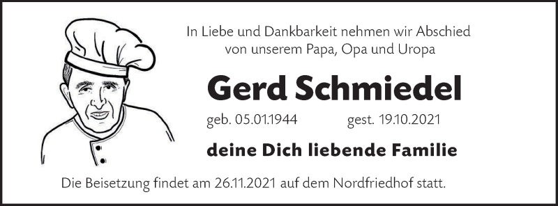  Traueranzeige für Gerd Schmiedel vom 13.11.2021 aus lausitzer_rundschau