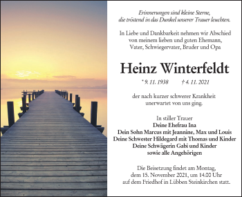 Traueranzeige von Heinz Winterfeldt von lausitzer_rundschau