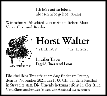 Traueranzeige von Horst Walter von lausitzer_rundschau