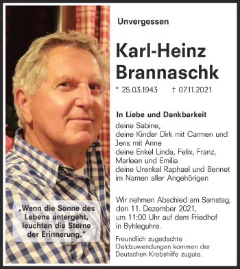 Traueranzeige von Karl-Heinz Brannaschk von lausitzer_rundschau