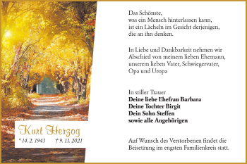 Traueranzeige von Kurt Herzog von lausitzer_rundschau