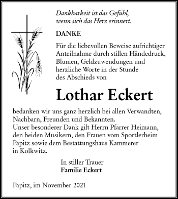 Traueranzeige von Lothar Eckert von lausitzer_rundschau