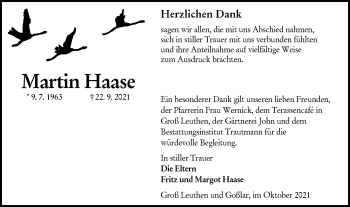 Traueranzeige von Martin Haase von lausitzer_rundschau