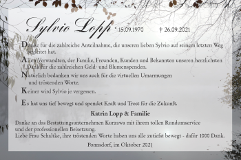 Traueranzeige von Sylvio Lopp von lausitzer_rundschau