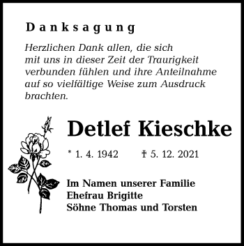 Traueranzeige von Detlef Kieschke von lausitzer_rundschau