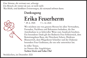 Traueranzeige von Erika Feuerherm von lausitzer_rundschau