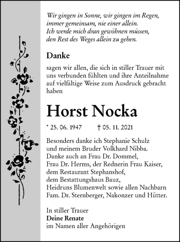 Traueranzeige von Horst Nocka von lausitzer_rundschau