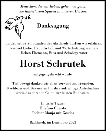 Traueranzeige von Horst Schrutek von lausitzer_rundschau