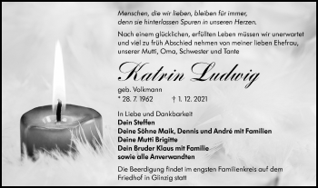 Traueranzeige von Katrin Ludwig von lausitzer_rundschau