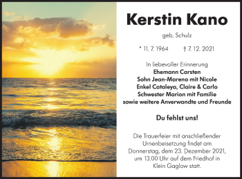 Traueranzeige von Kerstin Kano von lausitzer_rundschau