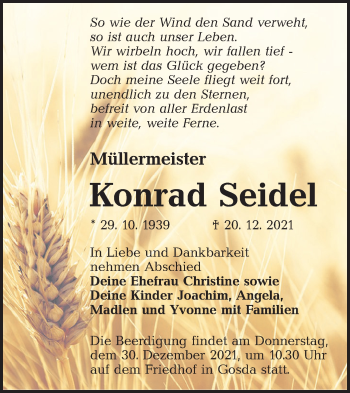 Traueranzeige von Konrad Seidel von lausitzer_rundschau