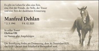 Traueranzeige von Manfred Dehlan von lausitzer_rundschau