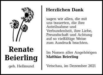 Traueranzeige von Renate Beierling von lausitzer_rundschau