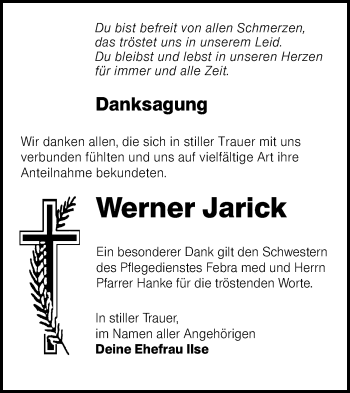 Traueranzeige von Werner Jarick von lausitzer_rundschau