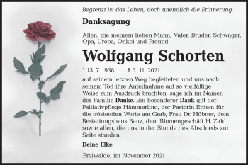 Traueranzeige von Wolfgang Schorten von lausitzer_rundschau