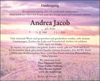 Traueranzeige von Andrea Jacob von lausitzer_rundschau