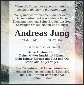 Traueranzeige von Andreas Jung von lausitzer_rundschau