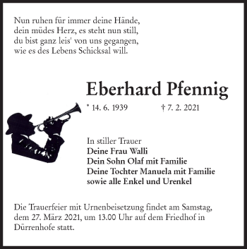 Traueranzeige von Eberhard Pfennig von lausitzer_rundschau