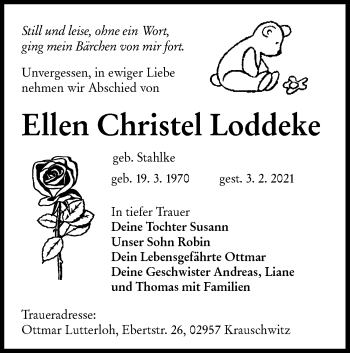 Traueranzeige von Ellen Christel Loddeke von lausitzer_rundschau