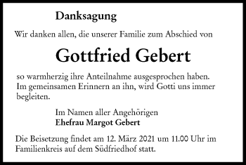 Traueranzeige von Gottfried Gebert von lausitzer_rundschau