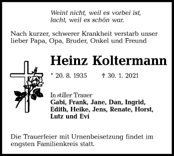 Traueranzeige von Heinz Koltermann von lausitzer_rundschau
