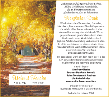 Traueranzeige von Helmut Fenske von lausitzer_rundschau