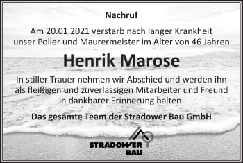 Traueranzeige von Henrik Marose von lausitzer_rundschau
