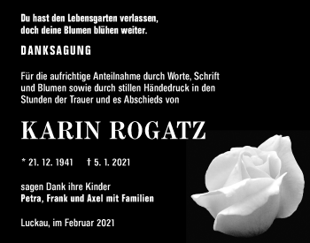 Traueranzeige von Karin Rogatz von lausitzer_rundschau
